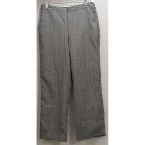 Alfred Dunner Women's Pants Size 8P Gray Plaid Elastic Waist Pull-On Pockets EUC